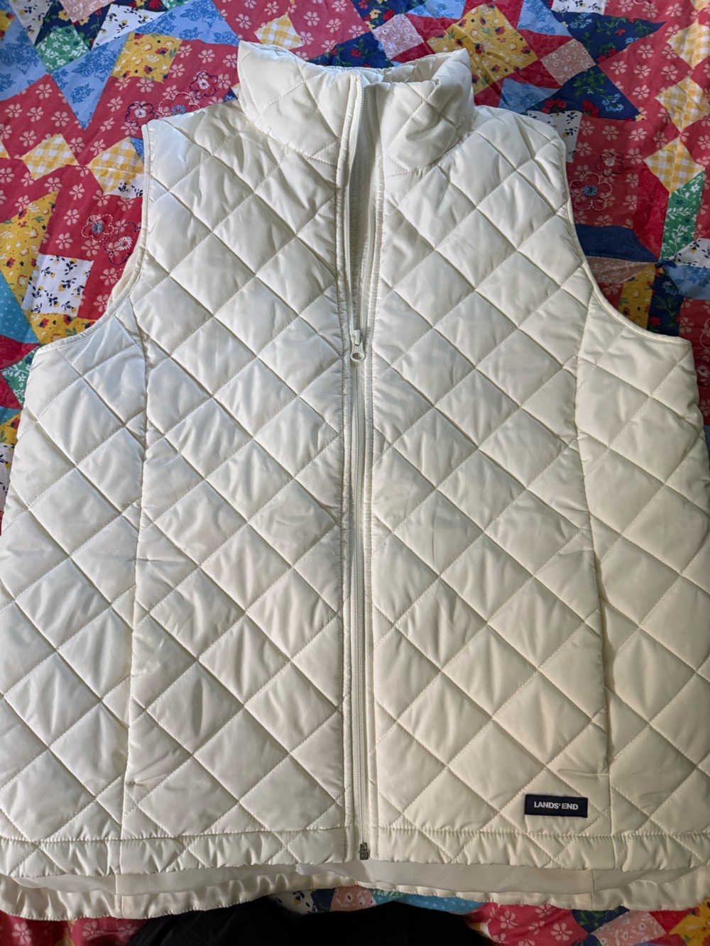Lands' End Diamond-Quilted Cream Women's Vest